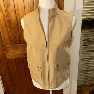 Talbots camel faux suede vest size medium